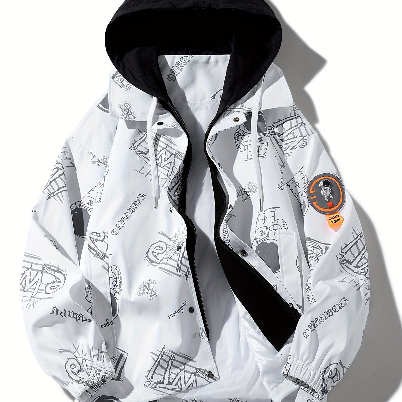 Loom & Soul Men’s Cartoon Print Zip Hoodie – Youth Streetwear Jacket