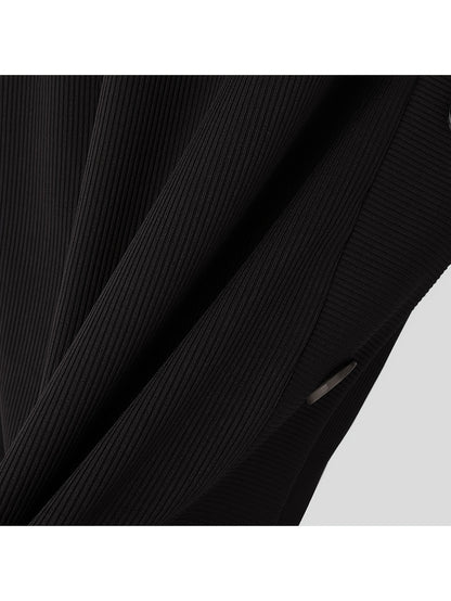 Camiseta de cuello alto ajustada para hombre - Camisa de punto con detalle de botones