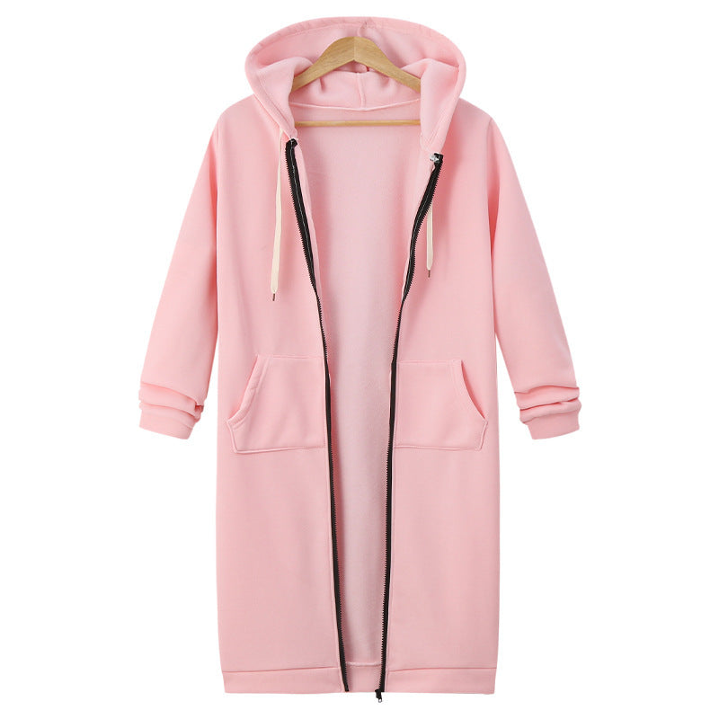 Chaqueta polar con capucha para mujer Loom & Soul – Abrigo largo con cremallera y forro suave, ropa de abrigo casual y cálida