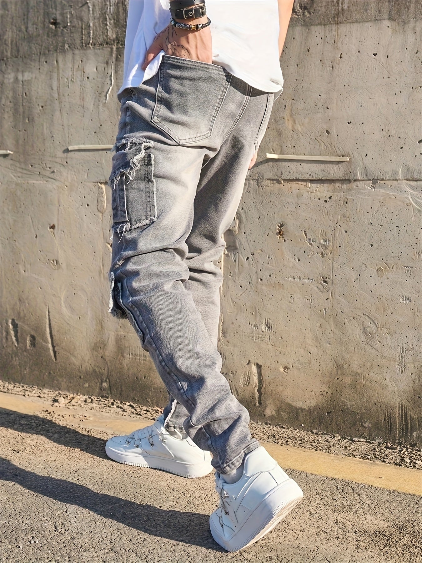 Vaqueros cargo slim fit para hombre – Denim de estilo urbano con múltiples bolsillos