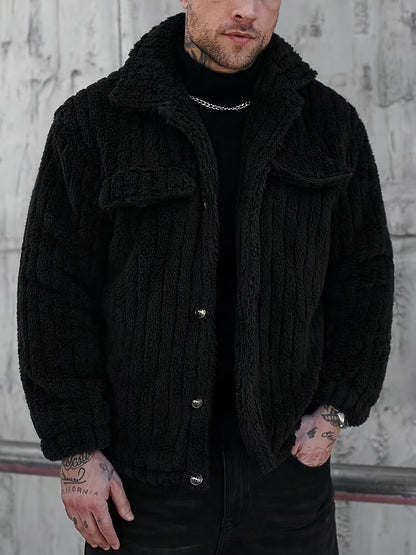 Chaqueta de Franela con Botones para Hombre – Abrigo Casual de Solapa para Invierno