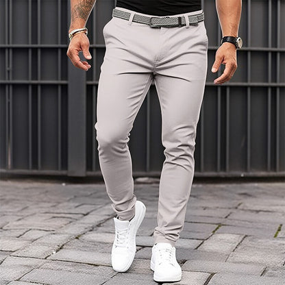 Pantalones de vestir elásticos de corte entallado para hombre