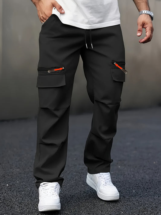 Men’s Cargo Pants – Loose Straight-Leg Multi-Pocket Street Trousers