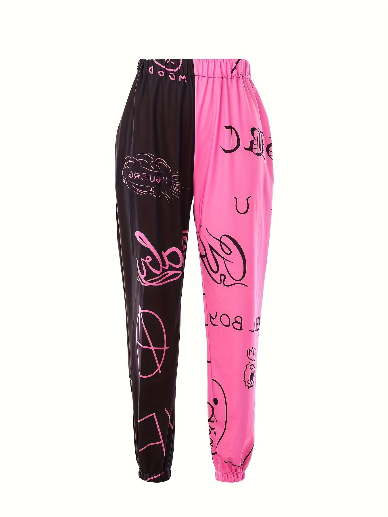 Pantalones deportivos color block para mujer – Streetwear informal de corte holgado