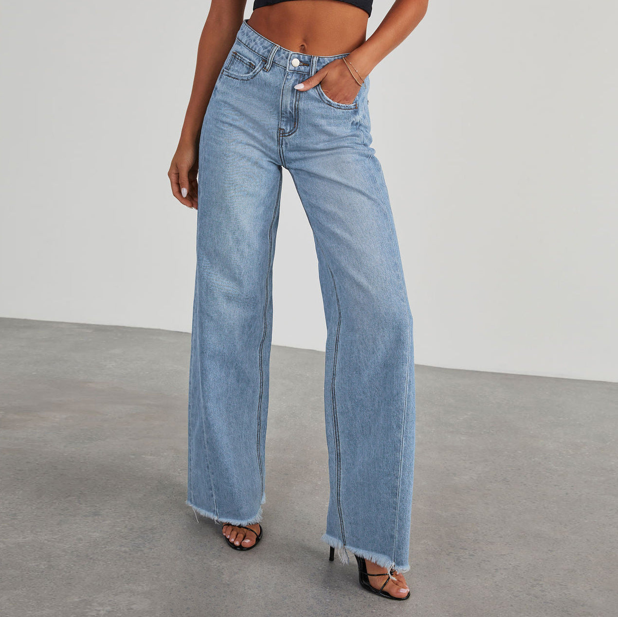 Loom & Soul™ Jeans Rectos de Cintura Alta – Pantalones Vaqueros de Mujer de Pierna Ancha de Corte Ajustado
