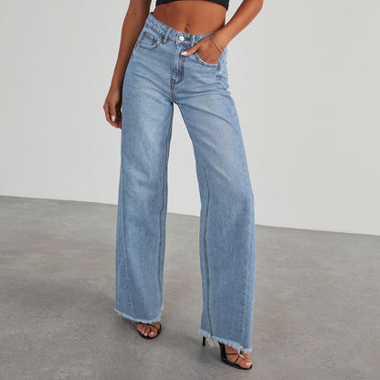 Loom & Soul™ Jeans Rectos de Cintura Alta – Pantalones Vaqueros de Mujer de Pierna Ancha de Corte Ajustado