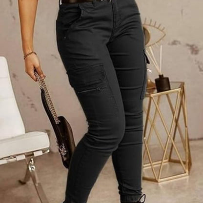 Pantalones de mujer estilo jogger cargo ajustados — Pantalones elásticos entallados estilo utilitario