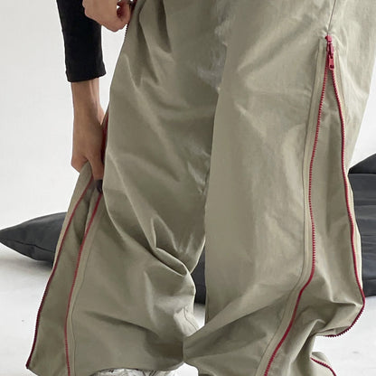 Pantalones holgados de mujer Loom & Soul que combinan con todo – Pantalones de algodón de tiro bajo y pierna ancha con bolsillos (Caqui)
