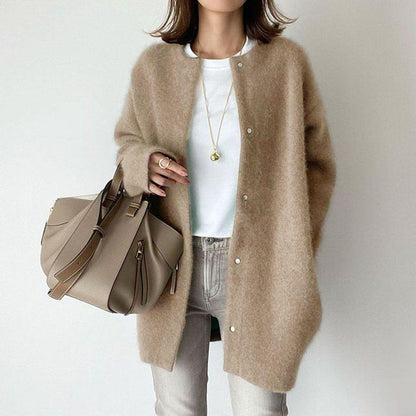 Cárdigan de punto Loom & Soul™ para mujer – Chaqueta de corte ajustado de un solo botón y color liso
