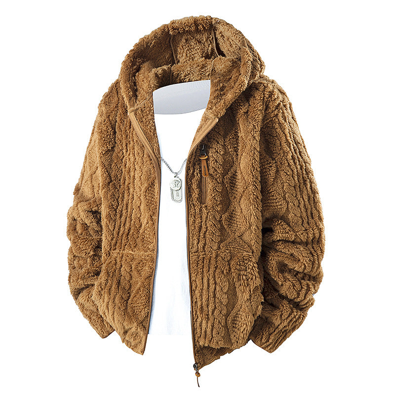 Chaqueta de Vellón con Capucha y Cremallera para Hombre – Ajuste Casual de Pana