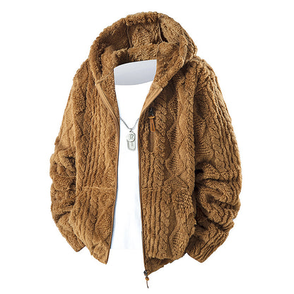 Chaqueta de Vellón con Capucha y Cremallera para Hombre – Ajuste Casual de Pana