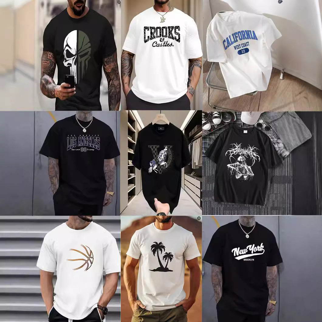 Camiseta retro de algodón para hombre – Manga corta informal de trabajo