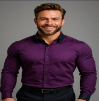 Camisa de manga larga con botones para hombre Loom & Soul™ – Top informal y de negocios de terciopelo de color liso