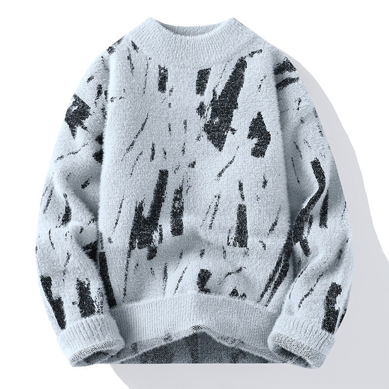 Pull en maille épais doublé polaire pour homme – Coupe ample d'hiver