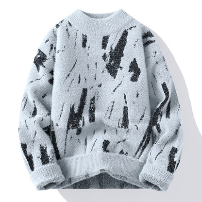 Pull en maille épais doublé polaire pour homme – Coupe ample d'hiver