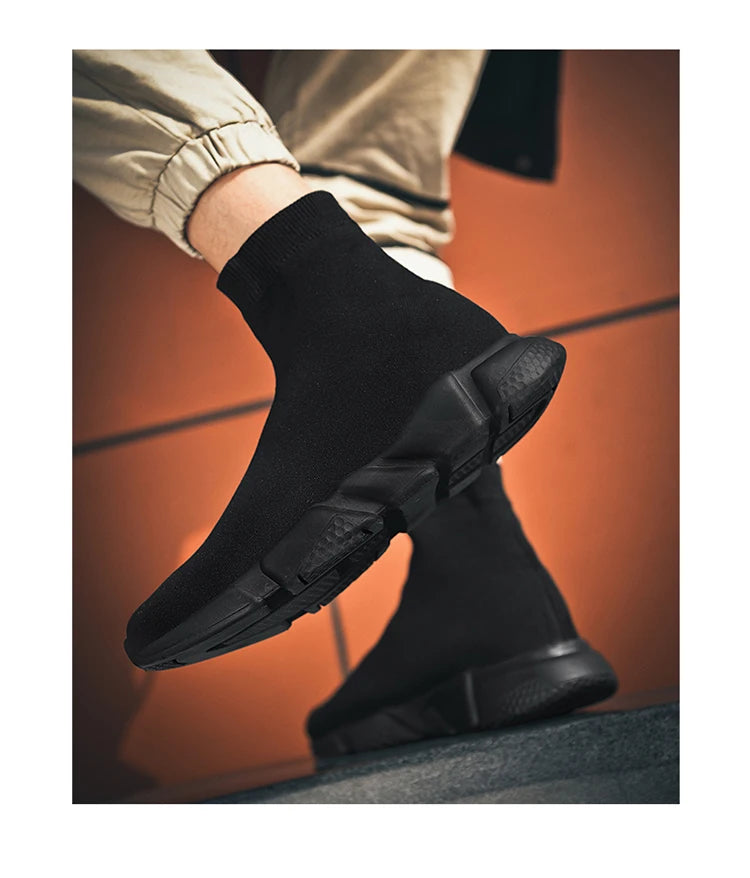 Zapatillas de running tipo calcetín de caña alta – Zapatillas deportivas unisex sin cordones | Zapatillas reflectantes, transpirables y ligeras para hombre y mujer