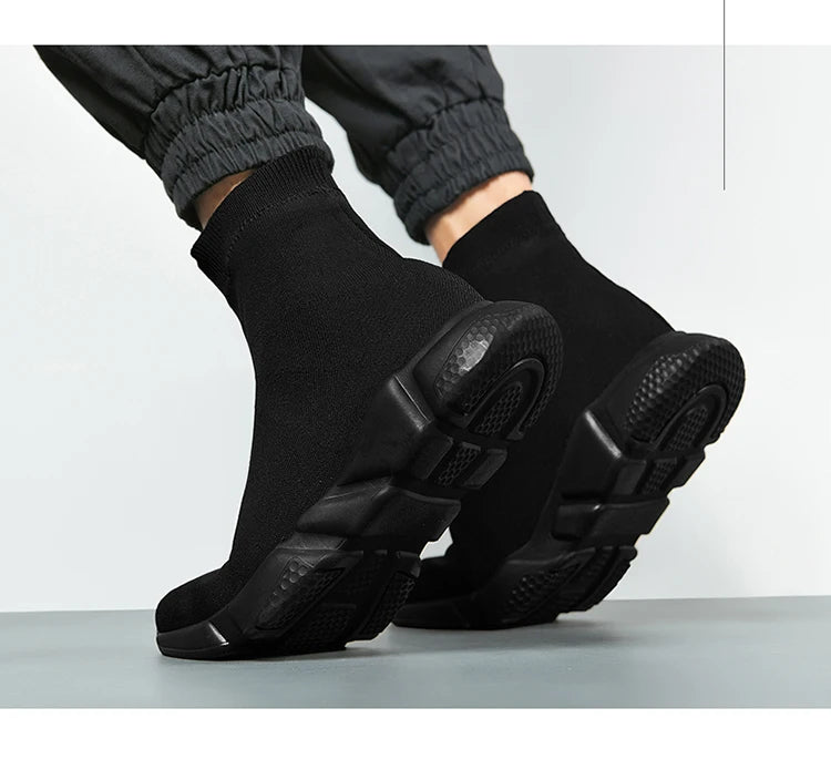 Zapatillas de running tipo calcetín de caña alta – Zapatillas deportivas unisex sin cordones | Zapatillas reflectantes, transpirables y ligeras para hombre y mujer