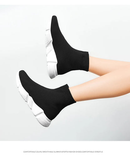 Zapatillas de running tipo calcetín de caña alta – Zapatillas deportivas unisex sin cordones | Zapatillas reflectantes, transpirables y ligeras para hombre y mujer