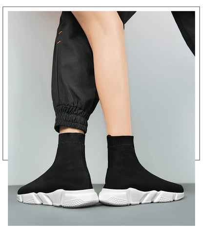 Zapatillas de running tipo calcetín de caña alta – Zapatillas deportivas unisex sin cordones | Zapatillas reflectantes, transpirables y ligeras para hombre y mujer
