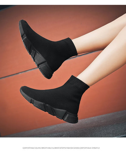 Zapatillas de running tipo calcetín de caña alta – Zapatillas deportivas unisex sin cordones | Zapatillas reflectantes, transpirables y ligeras para hombre y mujer