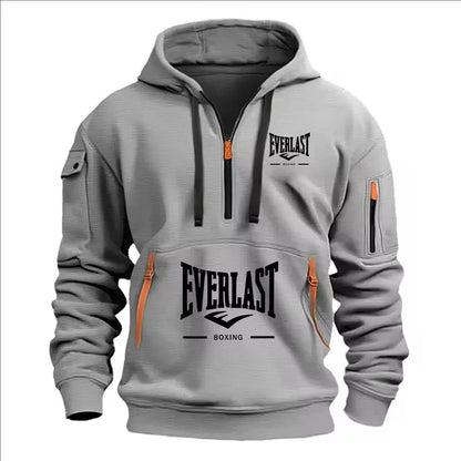 Sudadera con capucha de felpa estampada para hombre – Sudadera informal con cremallera para primavera y otoño