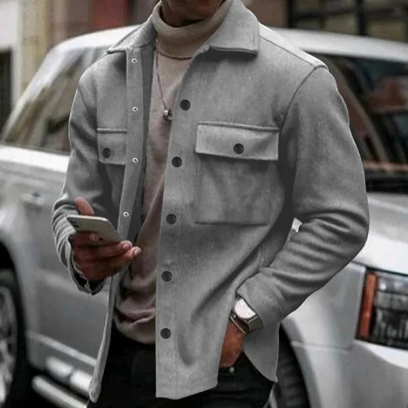Veste d'hiver en polaire à revers Loom & Soul pour homme – Manteau ajusté à boutonnage simple