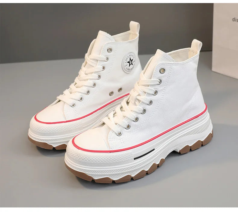 Zapatillas altas de lona para mujer Loom & Soul – Estilo vulcanizado con plataforma