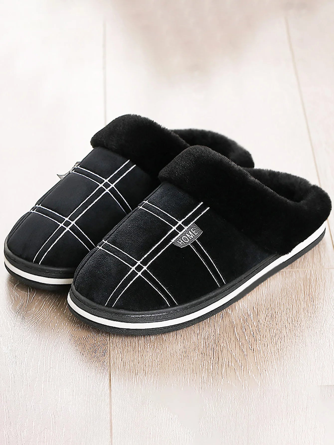 Men’s Cozy Flannel Memory Foam Slippers – Winter Comfort Slip-On