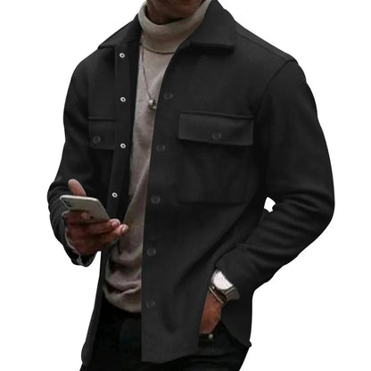 Veste d'hiver en polaire à revers Loom & Soul pour homme – Manteau ajusté à boutonnage simple
