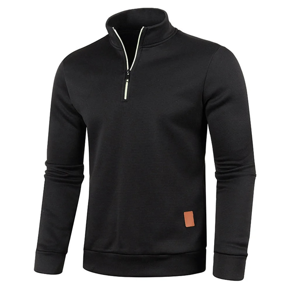 Sudadera con capucha y cremallera de cuello alto para hombre WHWR – Sudadera informal de primavera y otoño