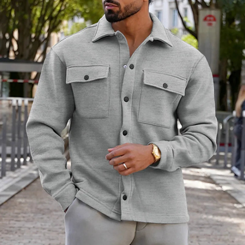 Veste d'hiver en polaire à revers Loom & Soul pour homme – Manteau ajusté à boutonnage simple