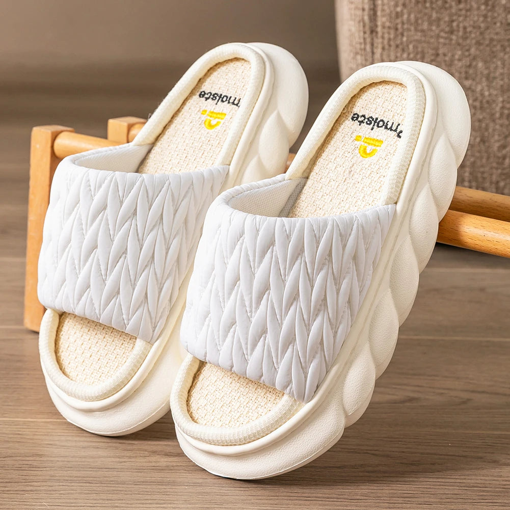 Women’s Woven Platform Slippers – Memory Foam Comfort Slides