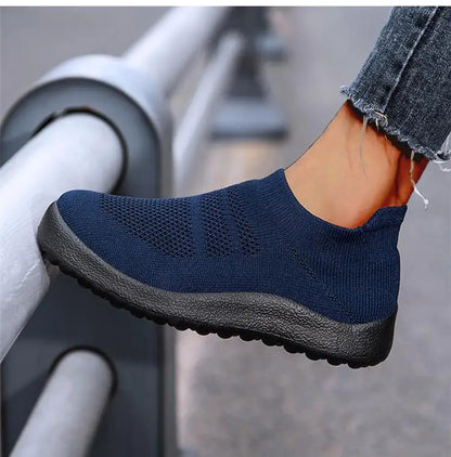 ZJEGA™ 2024 Zapatillas de running transpirables sin cordones para mujer – Calzado deportivo ligero tipo calcetín