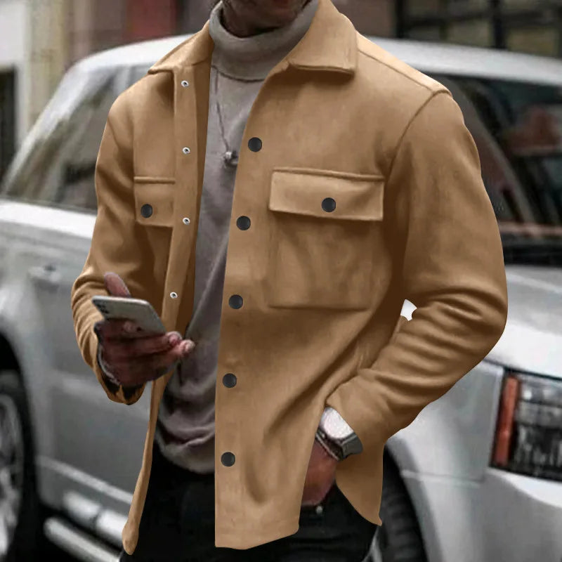 Veste d'hiver en polaire à revers Loom & Soul pour homme – Manteau ajusté à boutonnage simple