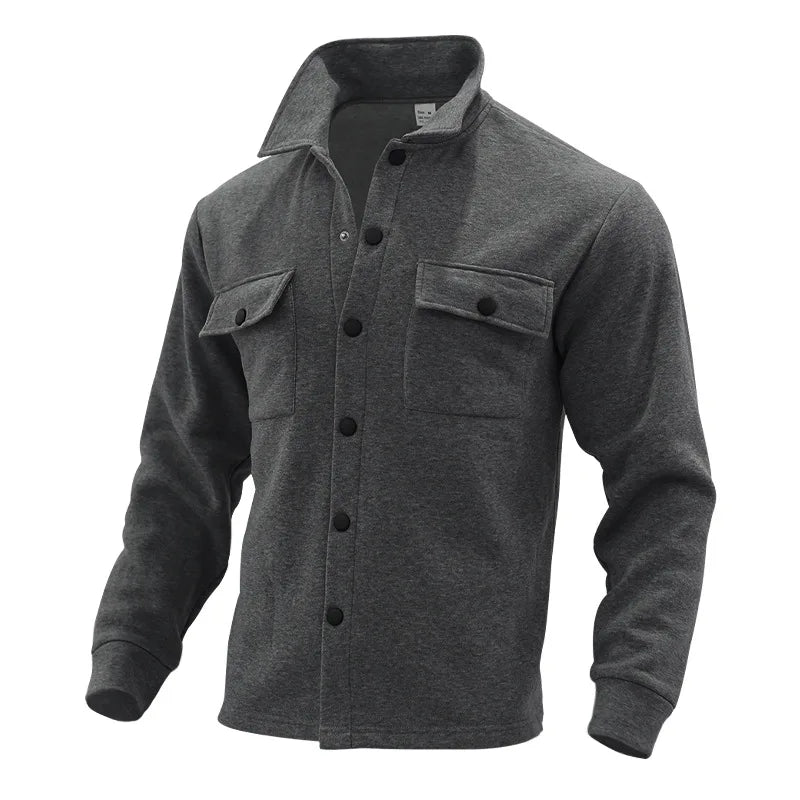 Veste d'hiver en polaire à revers Loom & Soul pour homme – Manteau ajusté à boutonnage simple