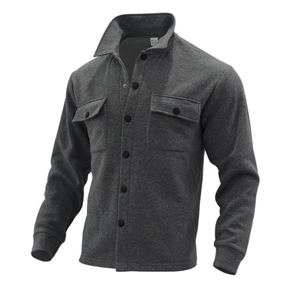 Veste d'hiver en polaire à revers Loom & Soul pour homme – Manteau ajusté à boutonnage simple