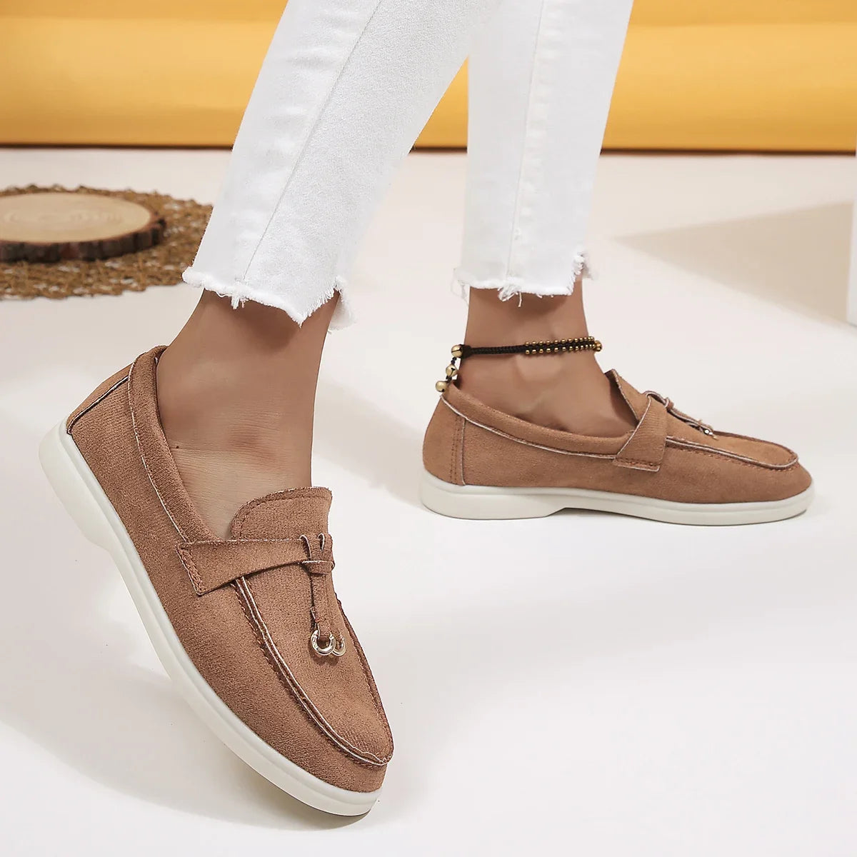 Mocasines de algodón sin cordones para mujer – Zapatos planos informales ligeros para uso diario