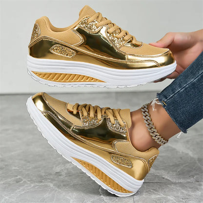 Zapatillas de mujer con lentejuelas Loom & Soul – Tallas grandes Malla de aire Cómodas e informales