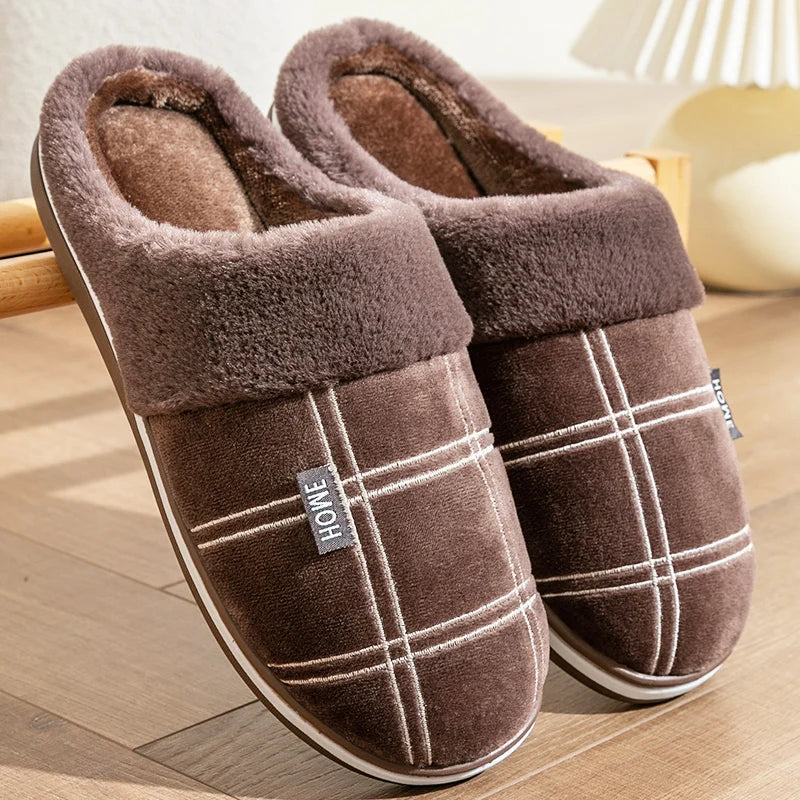 Men’s Cozy Flannel Memory Foam Slippers – Winter Comfort Slip-On