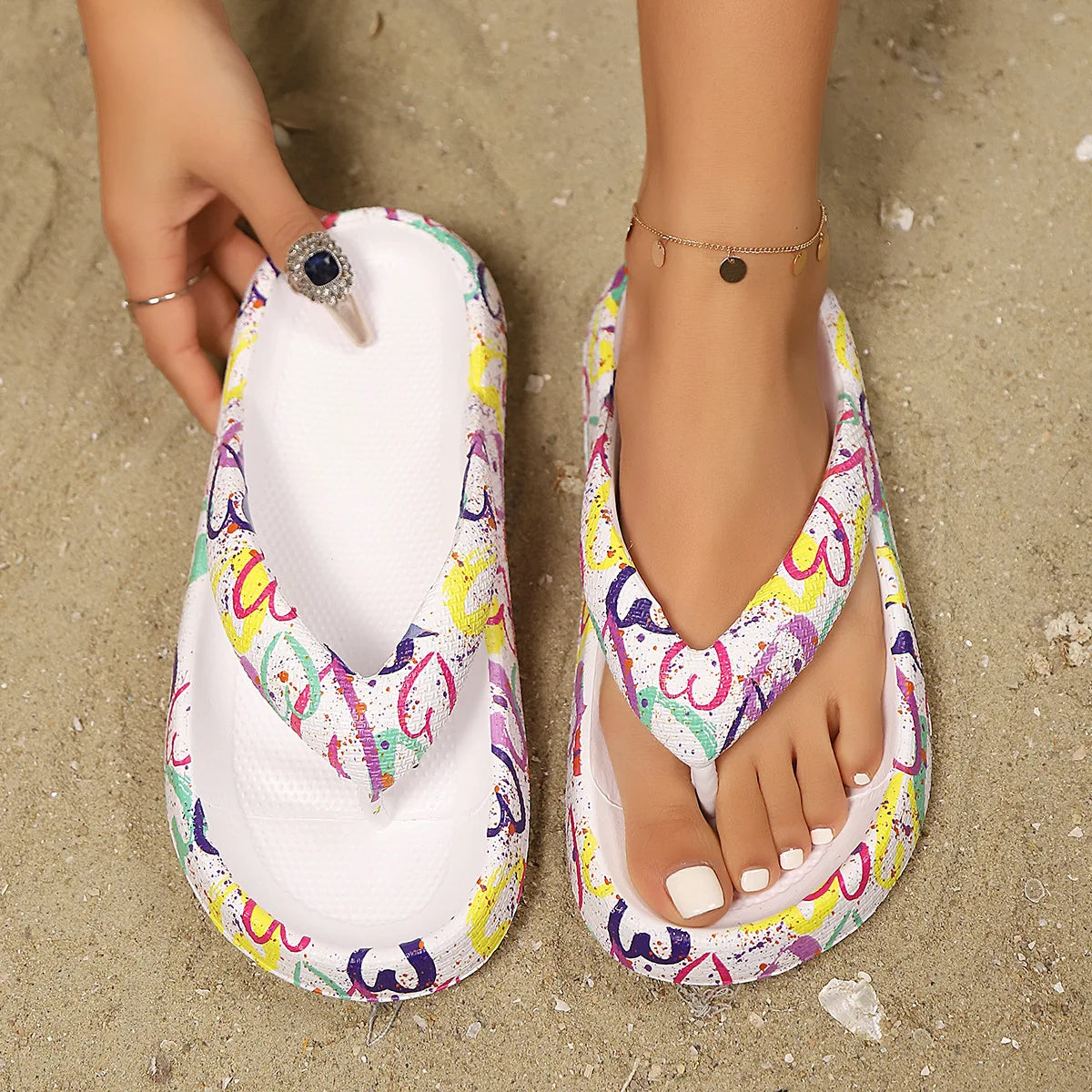 Women’s Leopard Platform Flip Flops – Lightweight Summer Slides
