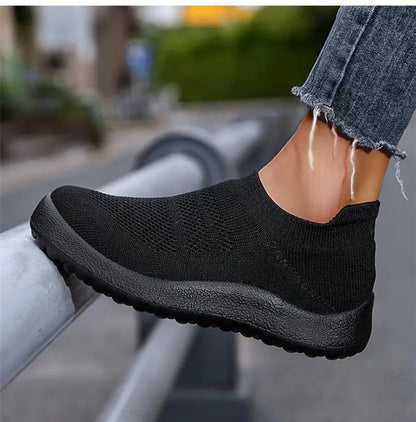 ZJEGA™ 2024 Zapatillas de running transpirables sin cordones para mujer – Calzado deportivo ligero tipo calcetín