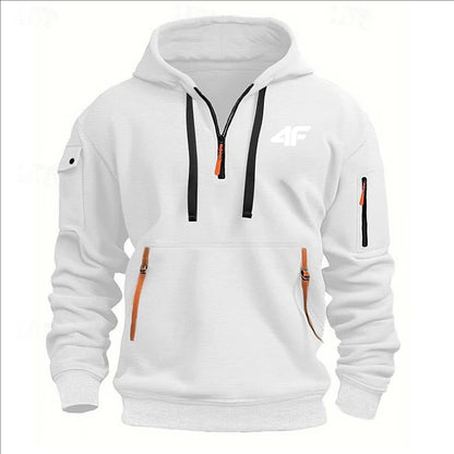 Sudadera con capucha de invierno gruesa para hombre – Pulóver suelto estampado deportivo urbano