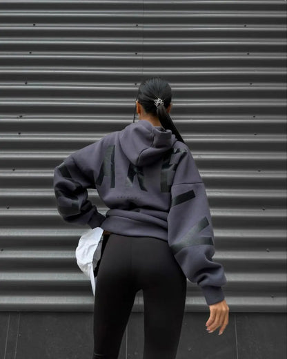 Sudadera con capucha informal estampada para mujer – Suéter de ajuste holgado para otoño e invierno