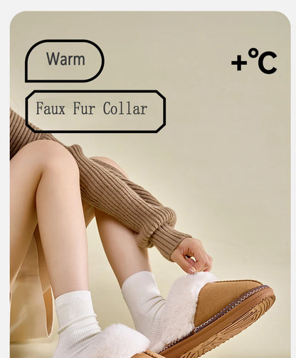 Pantuflas de invierno afelpadas Smile Popcorn™ – Cómodas sandalias de interior cálidas de piel sintética para mujer