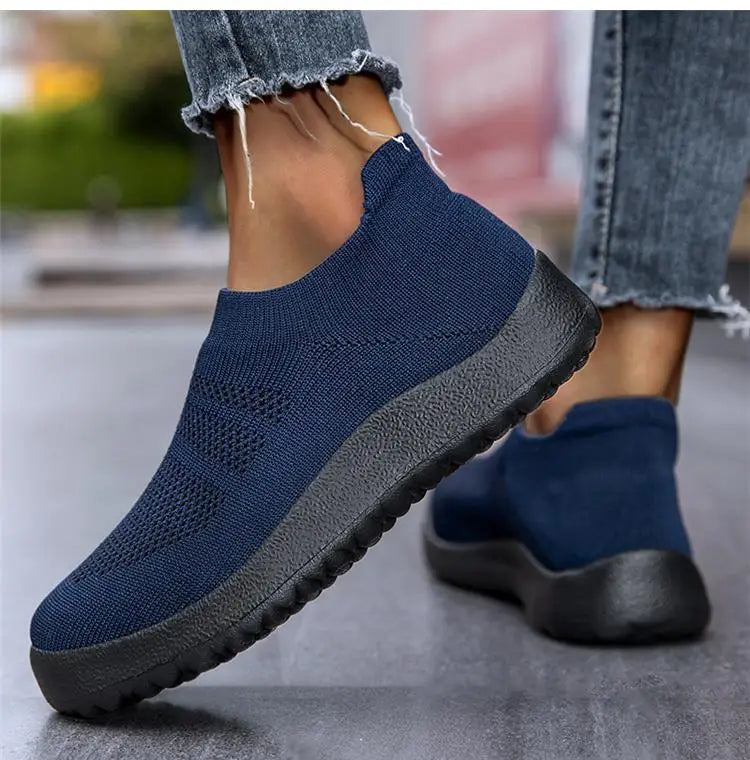 ZJEGA™ 2024 Zapatillas de running transpirables sin cordones para mujer – Calzado deportivo ligero tipo calcetín