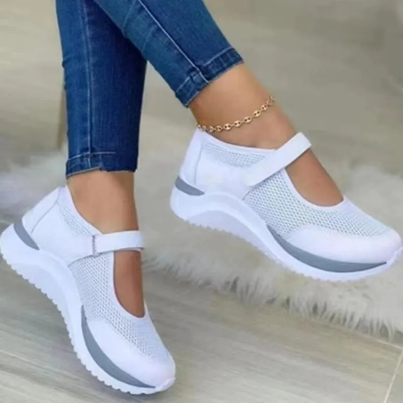 Sandalias CHUJIE™ transpirables para mujer – Zapatos cómodos de malla de aire con cierre de velcro