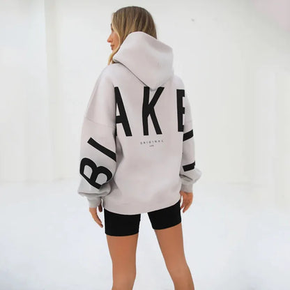 Sudadera con capucha informal estampada para mujer – Suéter de ajuste holgado para otoño e invierno