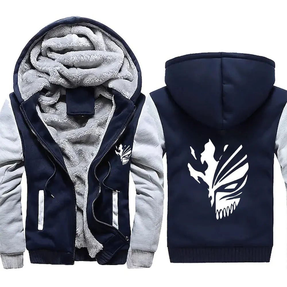 Loom & Soul – Sweat à capuche polaire animé Bleach pour homme – Veste d'hiver chaude à fermeture éclair