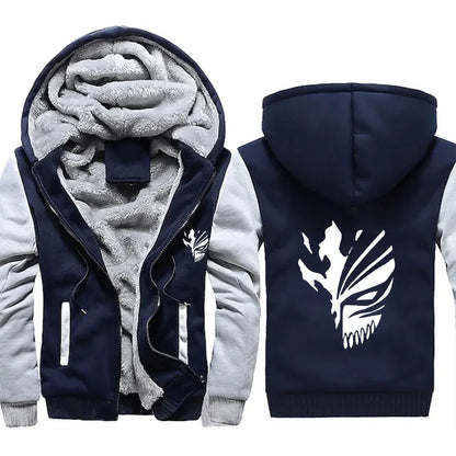 Loom & Soul – Sweat à capuche polaire animé Bleach pour homme – Veste d'hiver chaude à fermeture éclair