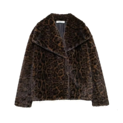 HH LuxeFur™ Chaqueta con solapa de piel sintética – Elegancia y calidez para otoño e invierno de 2025